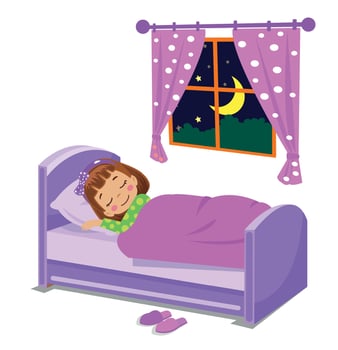 cute boy sleeping at night vector