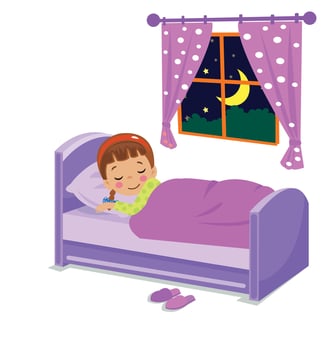 cute boy sleeping at night vector