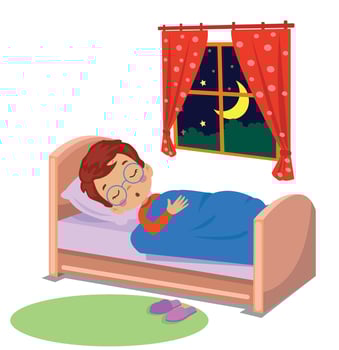 cute boy sleeping at night vector