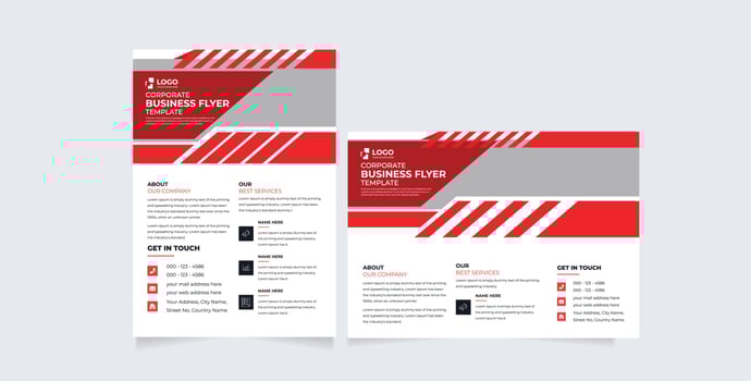 Flyer template for corporate business project with company logo and icon. Professional annual report with creative modern background. Marketing poster, brochure vector