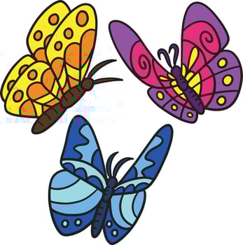 Butterflies Cartoon Colored Clipart Illustration vector