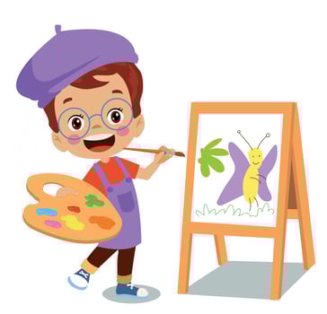 cute painter boy painting colour vector