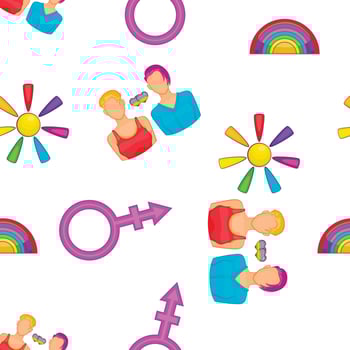 Gay woman couple symbol pattern, cartoon style vector