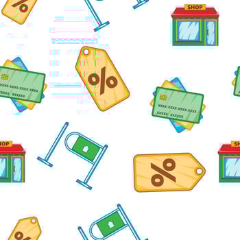 Shopping pattern, cartoon style vector
