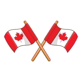 Crossed Canada flags icon, cartoon style vector