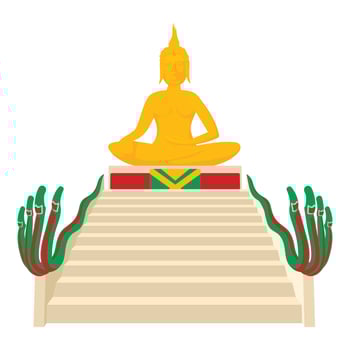 Budda icon, cartoon style vector