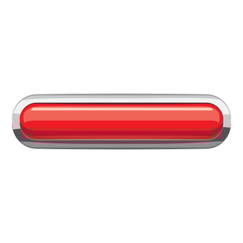 Red rectangular button icon, cartoon style vector