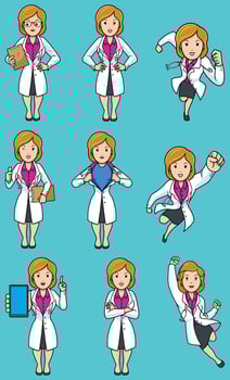 Doctor Caucasian Female Set vector