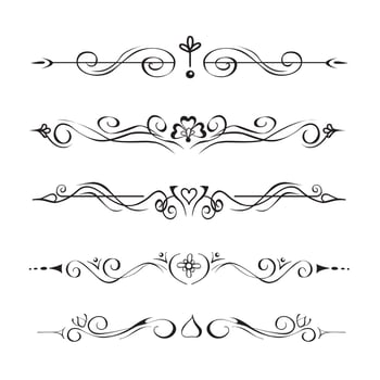 Collection of hand drawn text dividers, vignettes. Elegant separators of paragraphs or page decoration in oriental mehendi tattoo style. Ornate floral design elements isolated for prints, websites vector