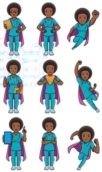 Super Nurse African Female Set vector