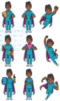 Super Nurse Indian Female Set vector
