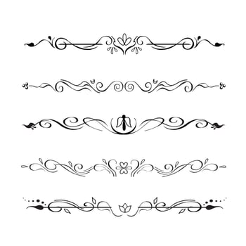 Collection of hand drawn text dividers, vignettes. Elegant oriental, victorian style separators, paragraphs, page decor, for creating frames. Ornate floral design elements for prints, websites vector