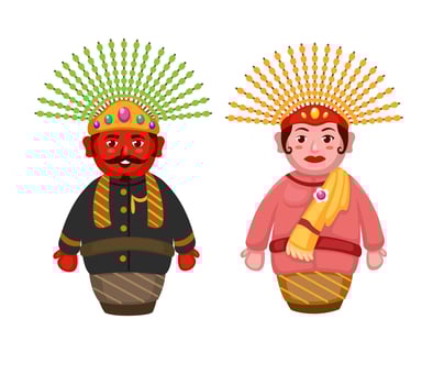 Ondel-ondel indonesian traditional art dance festival symbol cartoon illustration vector