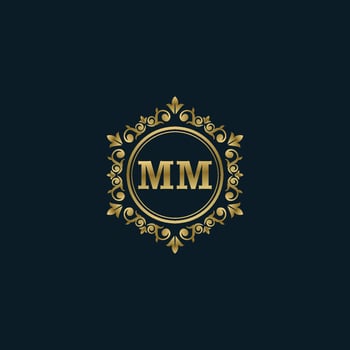 Letter MM logo with Luxury Gold template. Elegance logo vector template.