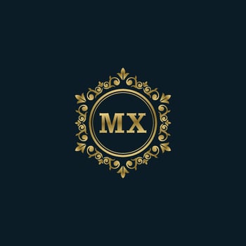 Letter MX logo with Luxury Gold template. Elegance logo vector template.