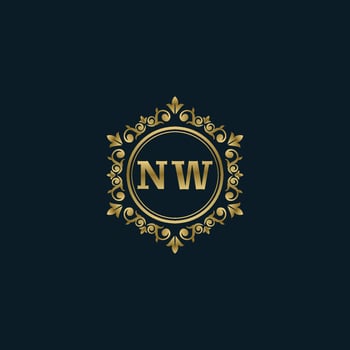 Letter NW logo with Luxury Gold template. Elegance logo vector template.