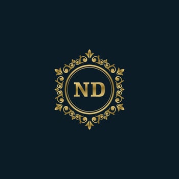 Letter ND logo with Luxury Gold template. Elegance logo vector template.