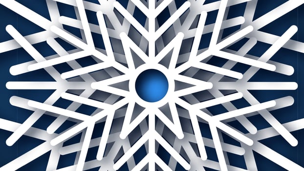 Christmas dark blue background with white paper glitter snowflakes. New year snowflakes holiday decoration. Vector illustration