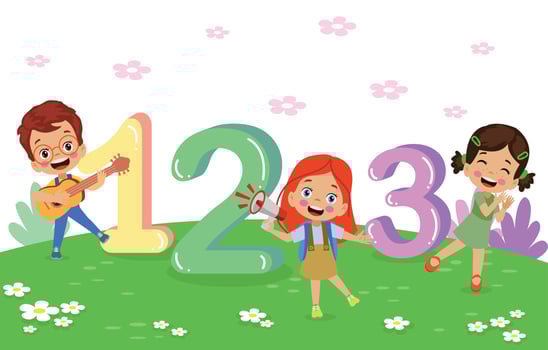 cute kids learn numbers along with numbers vector