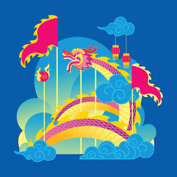 Traditional Dragon Dance vector
