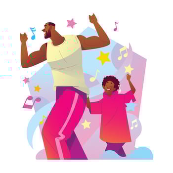 A Dad Choreograph for His Son vector