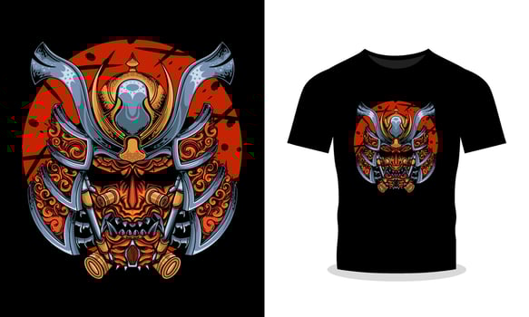 Head samurai illustration t-shirt illustration vector