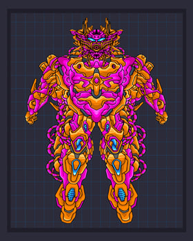 Mecha body robot illustration, this is an ideal vector illustration for mascots and tattoos or T-shirt graphics
