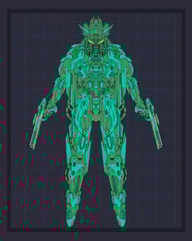 Mecha body robot illustration, this is an ideal vector illustration for mascots and tattoos or T-shirt graphics