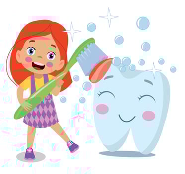 Cute Little Boy and Girl Brushing Teeth with Toothpaste and Toothbrush vector