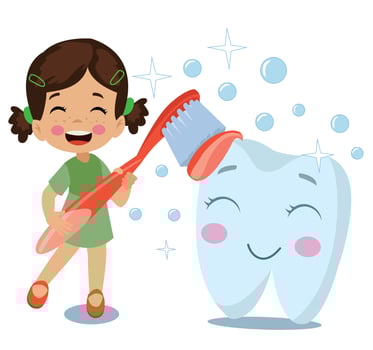 Cute Little Boy and Girl Brushing Teeth with Toothpaste and Toothbrush vector