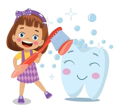 Cute Little Boy and Girl Brushing Teeth with Toothpaste and Toothbrush vector