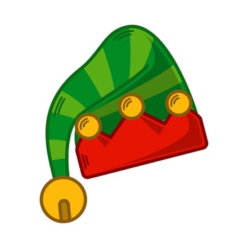 Cartoon green Elf hat illustration. EPS 10 vector