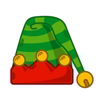 Cartoon green Elf hat illustration. EPS 10 vector