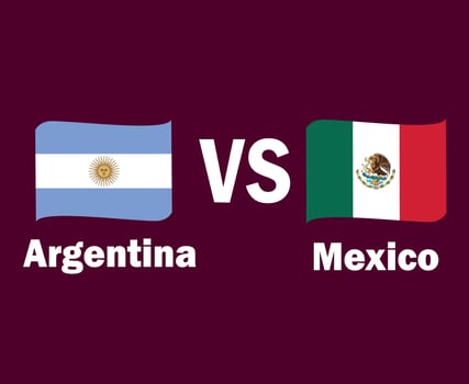 Argentina And Mexico Flag Ribbon With Names Symbol Design North America And Latin America football Final Vector North American And Latin American Countries Football Teams Illustration