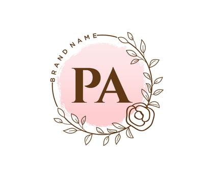 Initial PA feminine logo. Usable for Nature, Salon, Spa, Cosmetic and Beauty Logos. Flat Vector Logo Design Template Element.