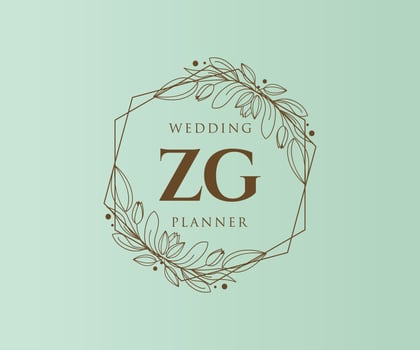 ZG Initials letter Wedding monogram logos collection, hand drawn modern minimalistic and floral templates for Invitation cards, Save the Date, elegant identity for restaurant, boutique, cafe in vector