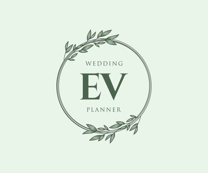 EV Initials letter Wedding monogram logos collection, hand drawn modern minimalistic and floral templates for Invitation cards, Save the Date, elegant identity for restaurant, boutique, cafe in vector
