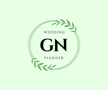 GN Initials letter Wedding monogram logos collection, hand drawn modern minimalistic and floral templates for Invitation cards, Save the Date, elegant identity for restaurant, boutique, cafe in vector