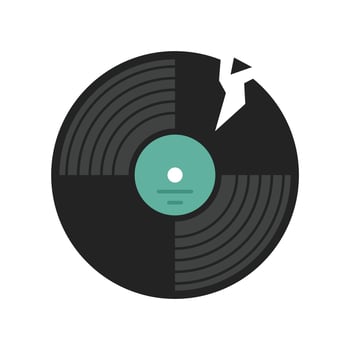 Broken vinyl disc icon flat isolated vector