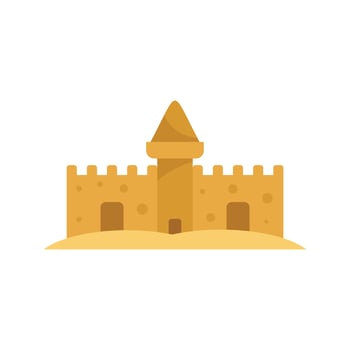 Fairytale sand castle icon flat isolated vector