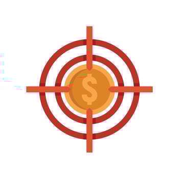 Mission money target icon flat isolated vector