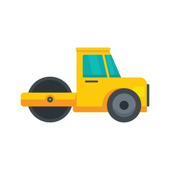 Repair road roller icon flat isolated vector