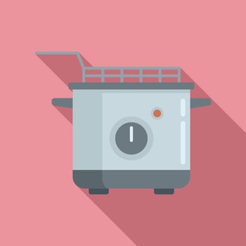 Deep fryer equipment icon flat vector. Oil basket vector