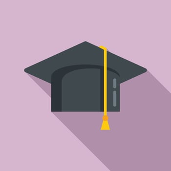 Graduate cap icon flat vector. Diploma hat vector