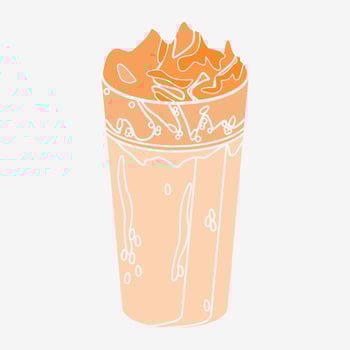Editable Flat Monochrome Style Top Side View Iced Korean Dalgona Coffee Vector Illustration in Long Glass Mug for Cafe and Beverage Related Design