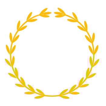Rice circle frame template vector illustration in gold color on white background. Paddy and wheat symbol.