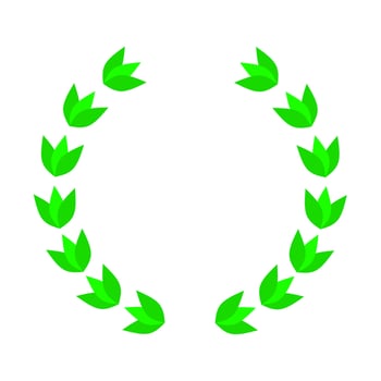 Green laurel wreath vector, winner award template. Emblem decoration design, honor champion prize isolated on white. vector