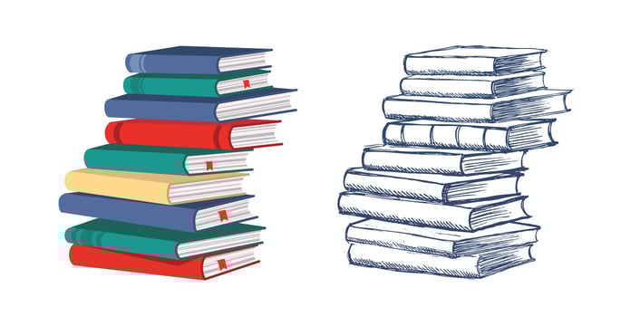 Books vector collection. Hand drawn illustration in sketch style.