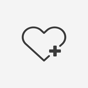 medical heart, plus, cardiology, heartbeat, health icon vector isolated symbol sign