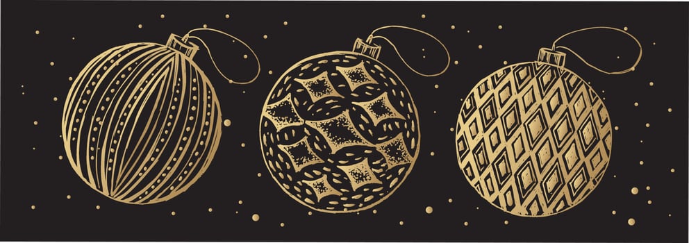 Greeting card. Christmas toys. Hand drawn illustration. vector